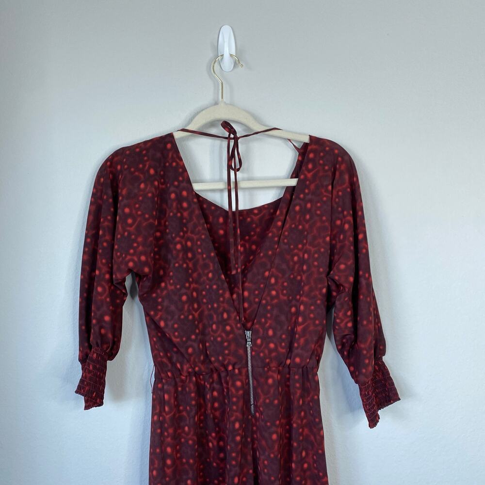 ALICE & OLIVIA Leiby Wide Leg Jumpsuit in Bordeaux Dot Size Medium - Picture 9 of 11